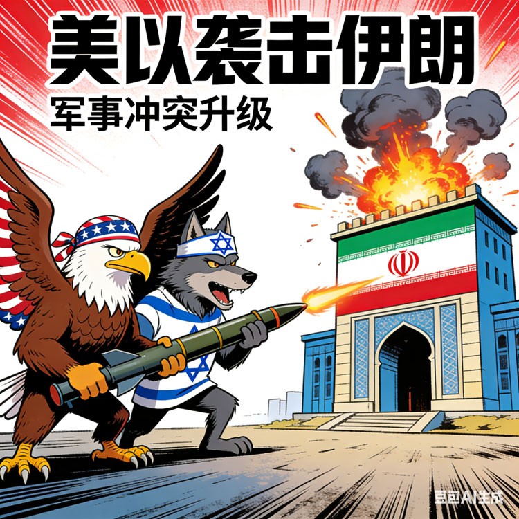 美以袭击伊朗漫画一组